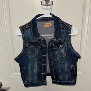 Dark Blue Denim Studded Women's Vest